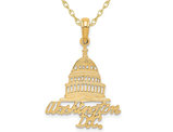 Washington DC Captial Building Pendant Necklace in 14K Yellow Gold with Chain